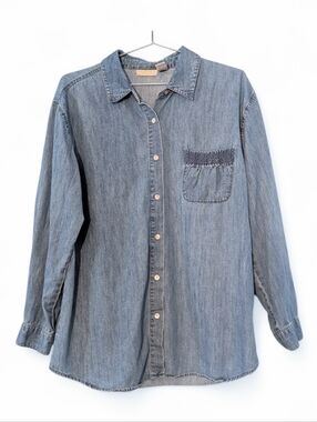 J. Jill Medium 100% Cotton Denim Button-Up Shirt